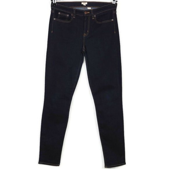J Crew Skinny Jeans E0823 Mid‎ Rise Dark Stretch 27 30 - Picture 1 of 10